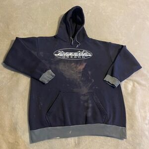 MB Jeans Sisters Oregon‎ Hoodie Mens Medium Pullover Sweatshirt Casual Acid Wash